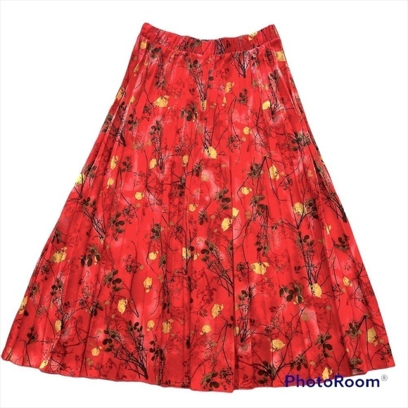 ARTIZAN by Robin Barre maxi skirt, pleated floral print Made in Canada. Large - Picture 9 of 9